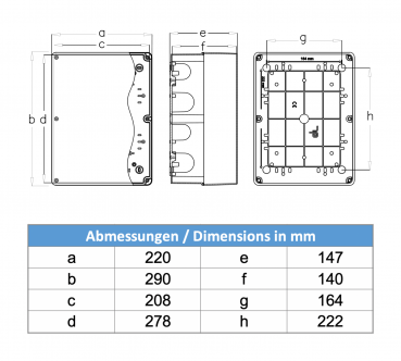 Installationsgehäuse IP67 (210x280x140mm) - mit Transparentdeckel